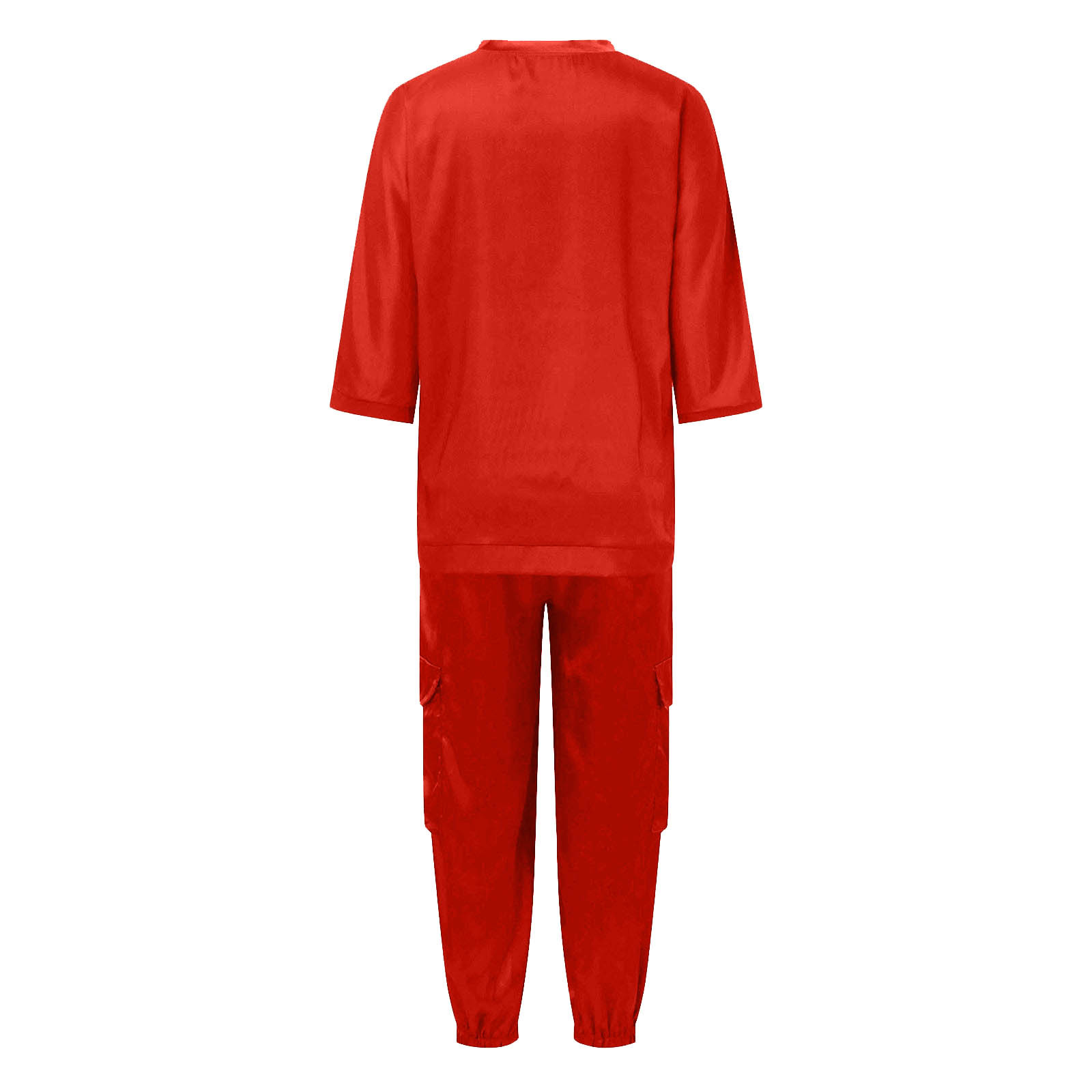 thumbnail image 5 of Conjunto de pijama de mujer con top de manga media y pantalones de satén suave - Poliéster spandex, estampado, para todas las estaciones - S-XXXXXL, 5 of 5